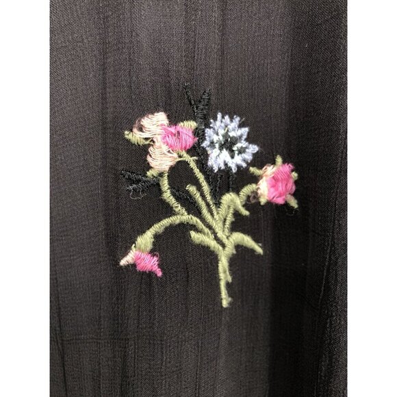 Sundance Women Fleur Flare Floral Embroidered Blouse M Black Professional Church - Picture 7 of 10